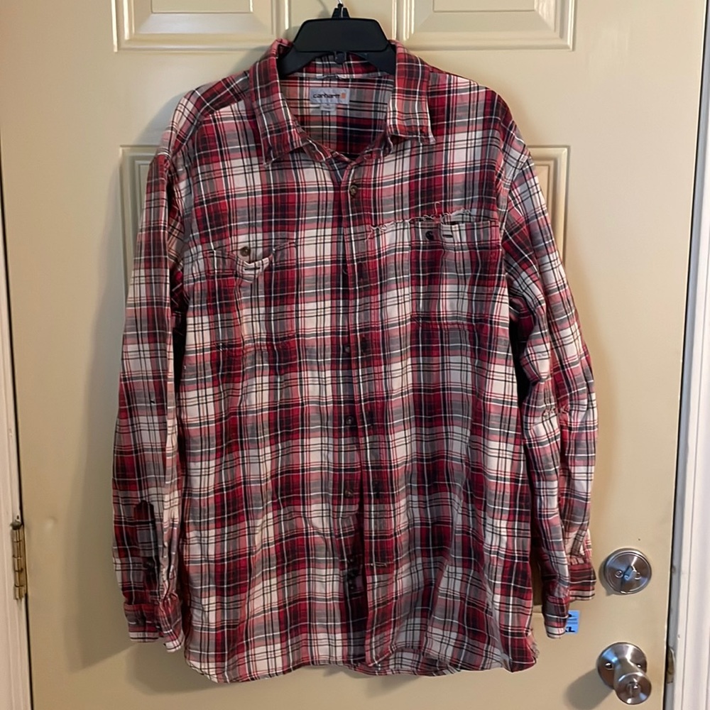 Carhartt Button Down Plaid Shirt Red & Khaki Sz.XL